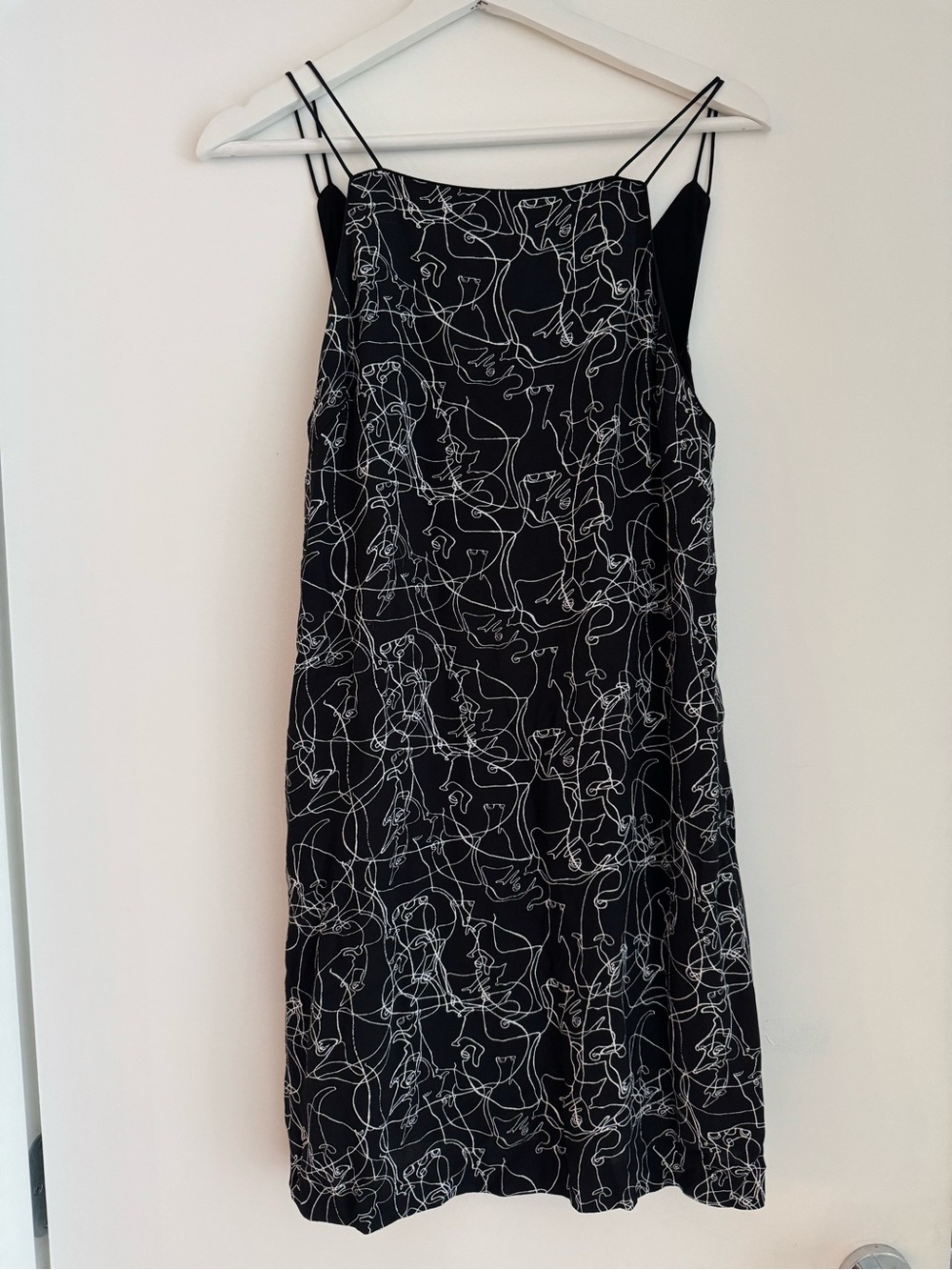 Silence & Noise Black & White Abstract Line Slip Dress - Size Small